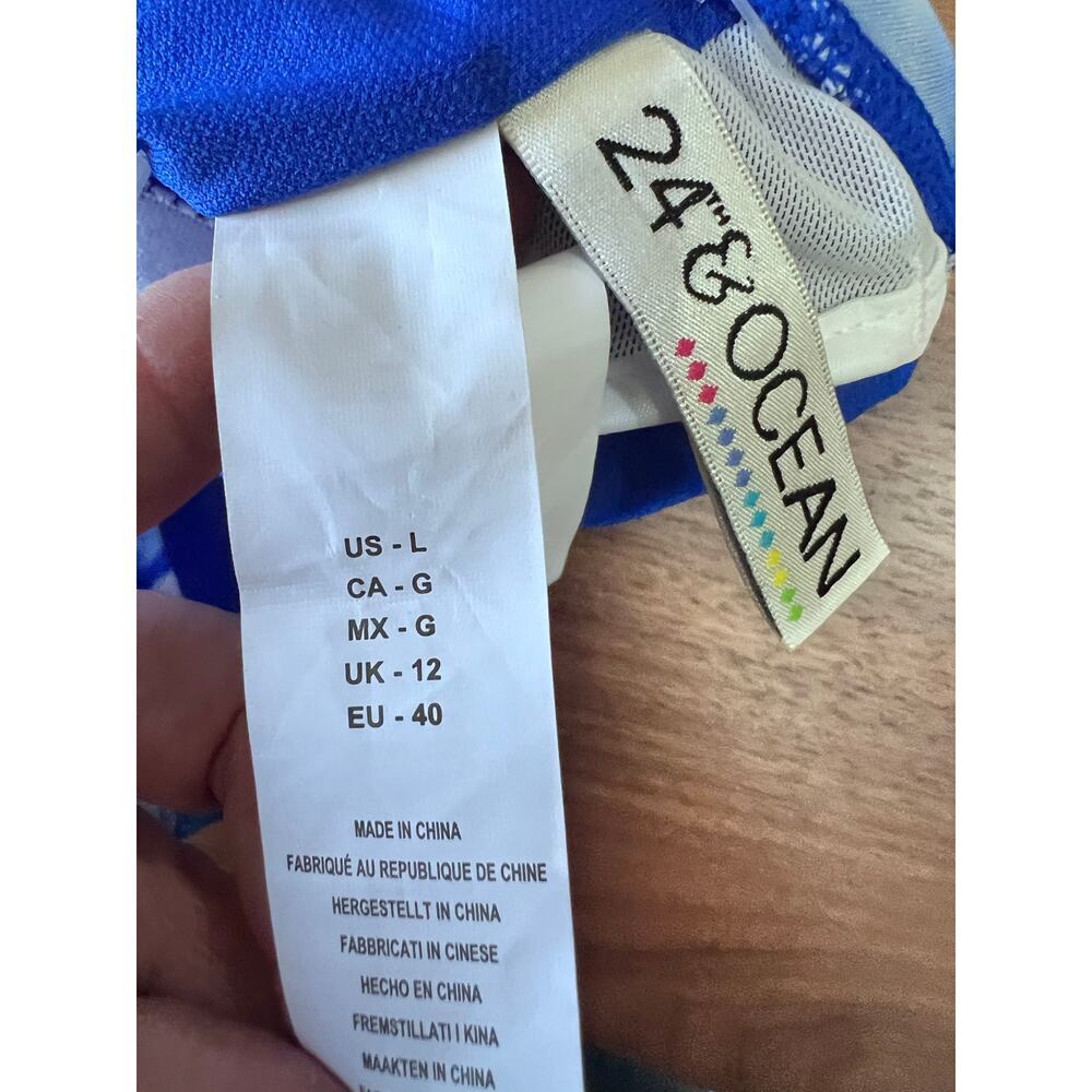 ☀️24th & Ocean Blue Tie Dye Strappy Tankini Swim Top Large NWT - Picture 5 of 7